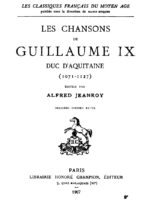 Les chansons de Guillaume IX duc d’Aquitaine (1071-1127)