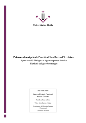 Primera descripció de l’occità d’Era Barta d’Arribèra